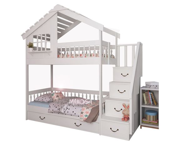 Двухъярусная кровать-домик из массива №76 Аляска-2​, КОД:FMS0912, images №1, magsale.ru