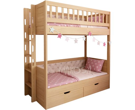 Двухъярусная кровать из сосны Астрель с мягкими спинками, КОД:MS0915, images №1, magsale.ru