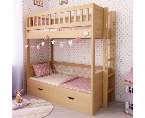 Двухъярусная кровать из сосны Астрель с мягкими спинками, КОД:MS0915, images №2, magsale.ru