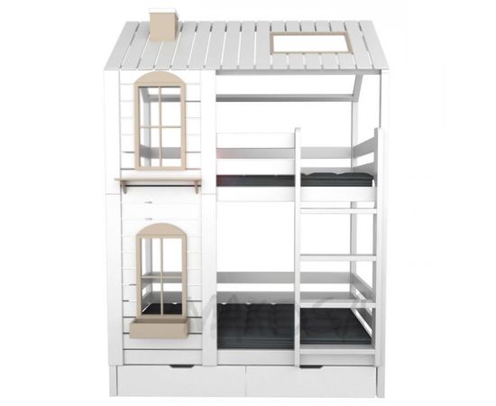 Двухъярусная кровать-домик из массива №32 Екатерина, КОД:MS0917, images №1, magsale.ru