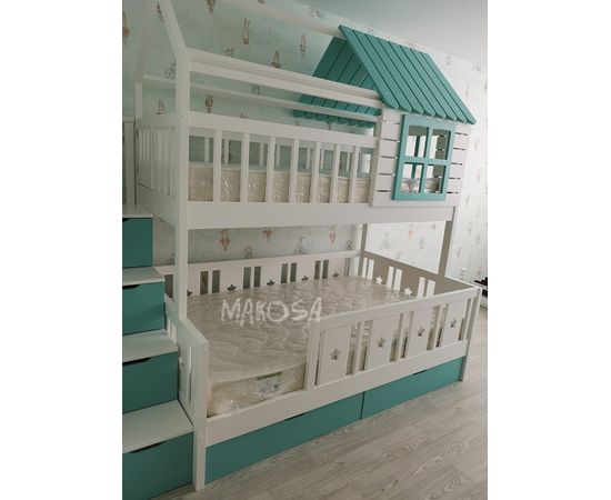 Двухъярусная кровать-домик из массива Джанни, КОД:MS0926, images №4, magsale.ru