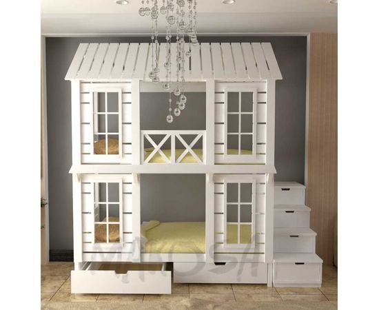 Двухъярусная кровать домик из дерева Оле-Лукойе, КОД:MS0932, images №2, magsale.ru Двухъярусная кровать домик из дерева Оле-Лукойе, КОД:MS0932, images №2, magsale.ru