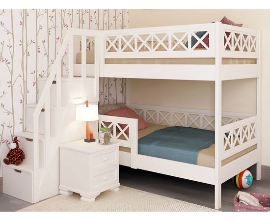 Двухъярусная кровать из массива Экс-Прованс (лестница Артек), КОД:MS77777, images №2, magsale.ru