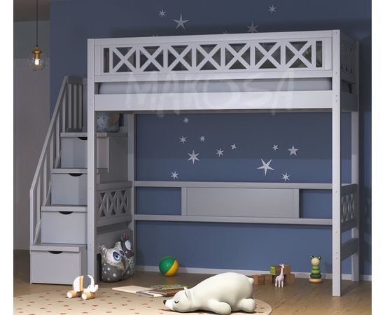 Кровать-чердак из массива сосны Прованс, КОД:MS0909, images №4, magsale.ru