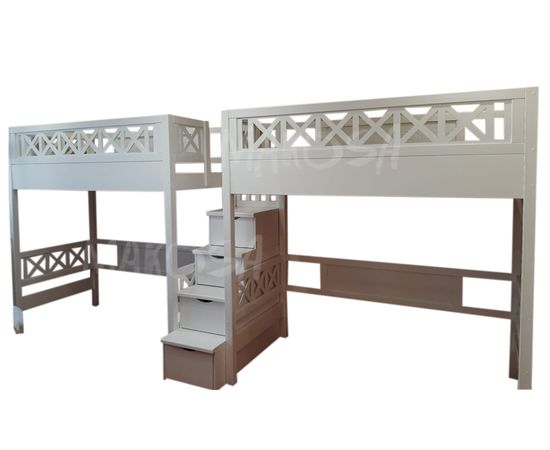 Кровать-чердак для двоих из массива Прованс-Дуэт, КОД:MS0911, images №1, magsale.ru