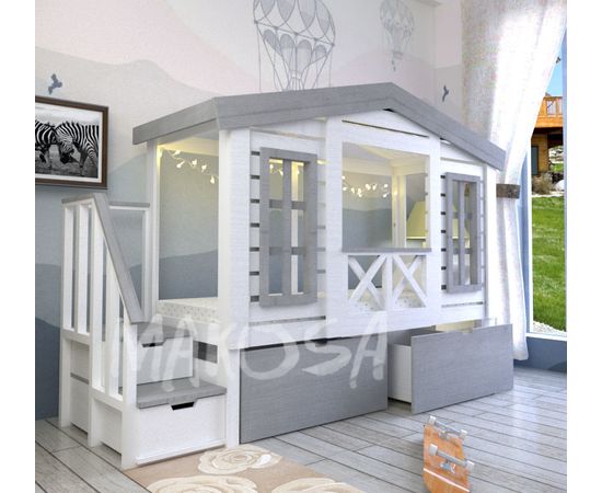 Детская кровать-домик из массива сосны №39 Сочи, КОД:MS0904, images №2, magsale.ru
