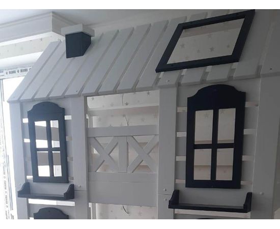 Двухъярусная кровать-домик из массива Рассвет, КОД:MS0948, images №3, magsale.ru