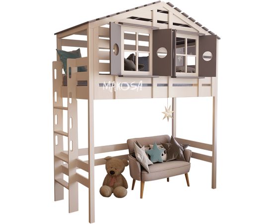 Кровать-чердак из массива сосны Аляска, КОД:MS0907, images №1, magsale.ru