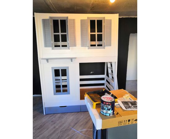 Двухъярусная кровать-домик из массива №88 Ницца-3 с выкатной кроватью, КОД:FMS0944, images №5, magsale.ru