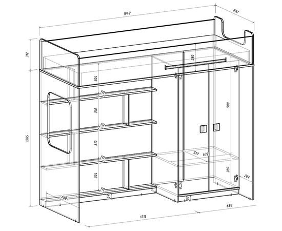 Кровать-чердак Легенда A602.3, КОД:LA6023, images №4, magsale.ru