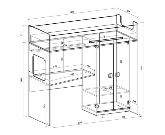 Кровать-чердак Легенда A605.3, КОД:LA6053 , images №4, magsale.ru
