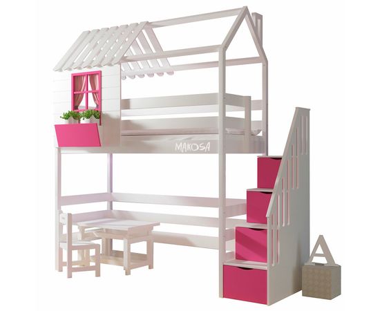 Кровать чердак из массива Домик Альфредо, КОД:MS0964, images №1, magsale.ru