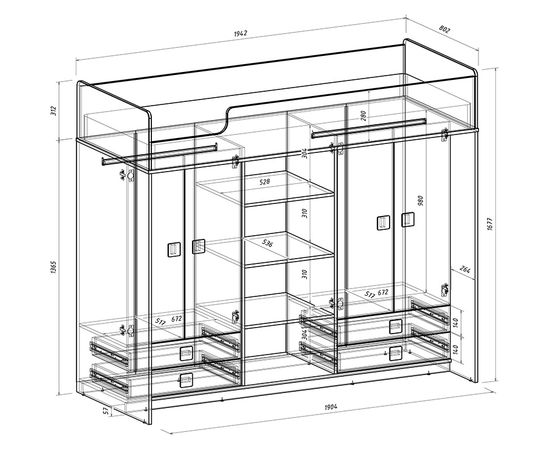 Кровать-чердак со шкафами Легенда E603.1, КОД:LE6031 , images №4, magsale.ru