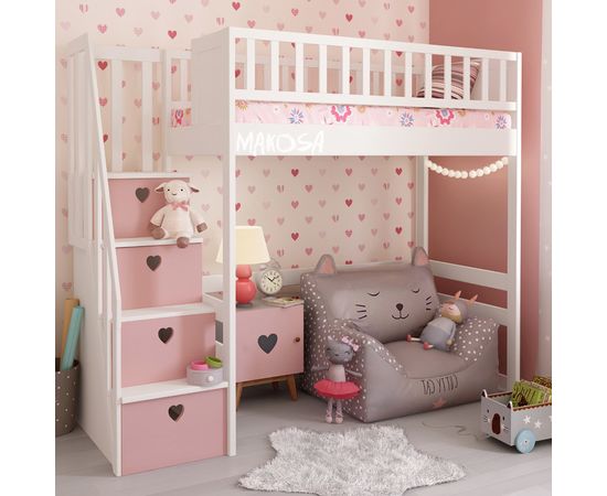 Детская кровать чердак из массива Элис, КОД:MS0957, images №2, magsale.ru