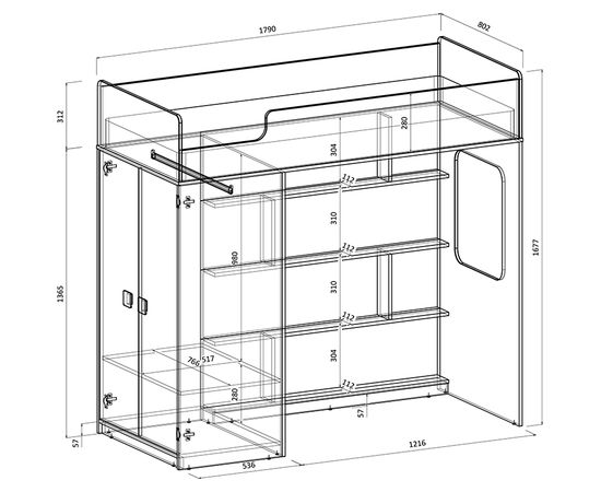 Кровать-чердак Легенда F601.1, КОД:LF6011 , images №4, magsale.ru