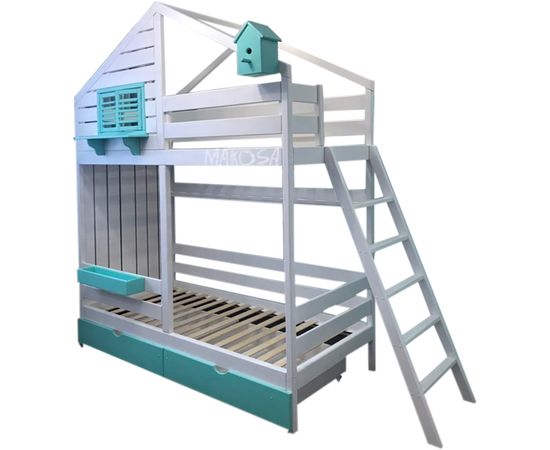 Двухъярусная кровать-домик из дерева №72 IKAR, КОД:FMS454, images №1, magsale.ru