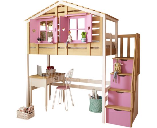 Кровать-чердак из массива сосны №40 Домик Карелия, КОД:MS0951, images №1, magsale.ru