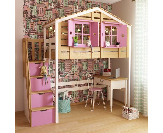 Кровать-чердак из массива сосны №40 Домик Карелия, КОД:MS0951, images №2, magsale.ru