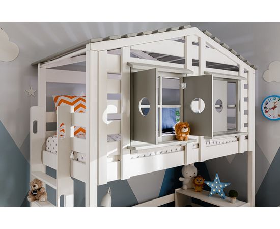 Кровать-чердак из массива сосны №40 Домик Карелия, КОД:MS0951, images №4, magsale.ru