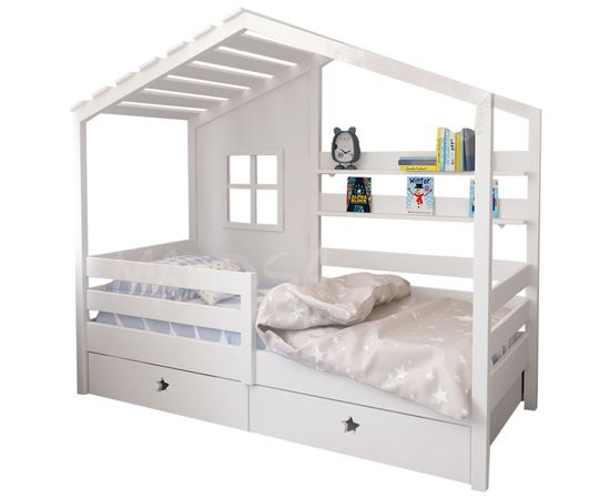 Детская кровать домик с ящиками и полкой Морган-2, КОД:FMS0940, images №1, magsale.ru