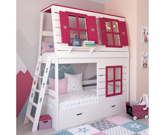Двухъярусная кровать-домик из массива №95 Ницца-2, КОД:FMS0943, images №3, magsale.ru