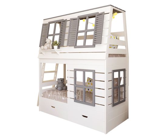 Двухъярусная кровать-домик из массива №88 Ницца-3 с выкатной кроватью, КОД:FMS0944, images №3, magsale.ru Двухъярусная кровать-домик из массива №88 Ницца-3 с выкатной кроватью, КОД:FMS0944, images №3, magsale.ru