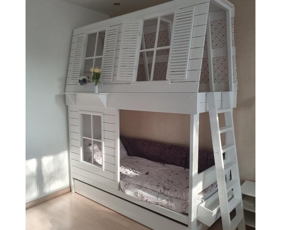 Двухъярусная кровать-домик из массива №95 Ницца-2, КОД:FMS0943, images №2, magsale.ru