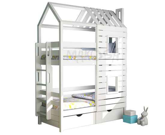 Двухъярусная кровать-домик из массива Пассат, КОД:MS0945, images №2, magsale.ru