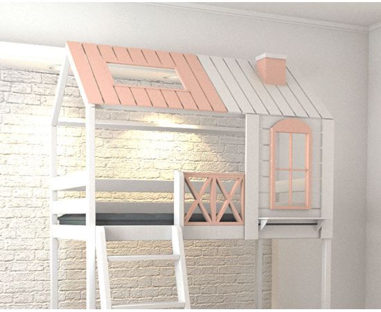 Двухъярусная кровать-домик из массива Рассвет, КОД:MS0948, images №6, magsale.ru