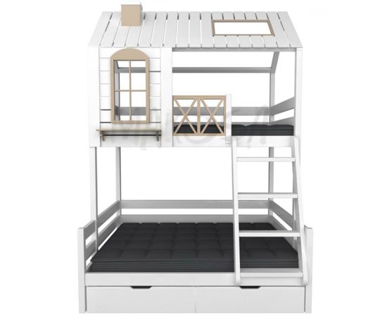 Двухъярусная кровать-домик из массива Рассвет, КОД:MS0948, images №5, magsale.ru