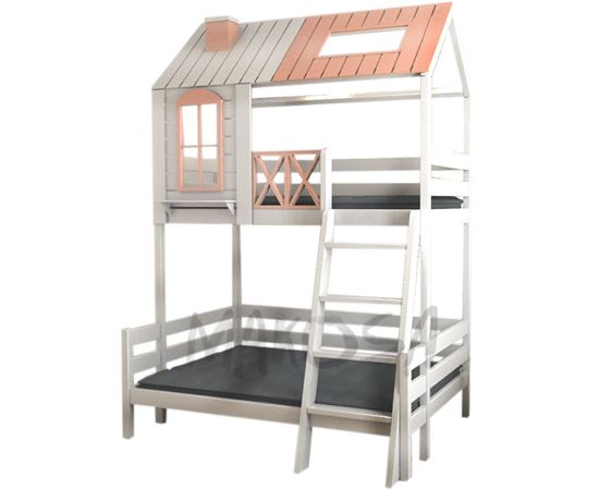 Двухъярусная кровать-домик из массива Рассвет, КОД:MS0948, images №1, magsale.ru