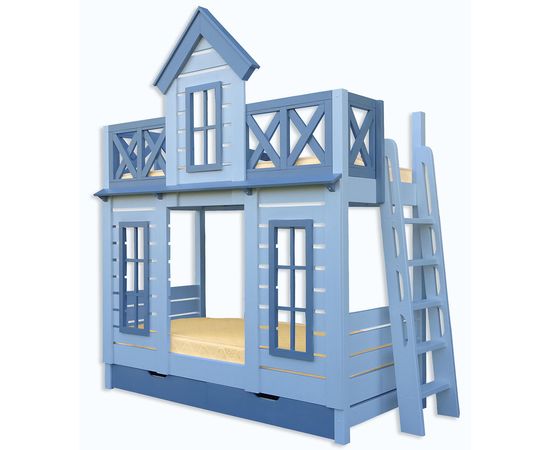 Двухъярусная кровать домик из массива Терем Люкс, КОД:33010, images №1, magsale.ru