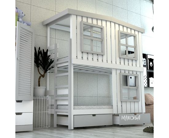 Двухъярусная кровать-домик из массива Яхтклуб-4, КОД:MS0986, images №2, magsale.ru Двухъярусная кровать-домик из массива Яхтклуб-4, КОД:MS0986, images №2, magsale.ru