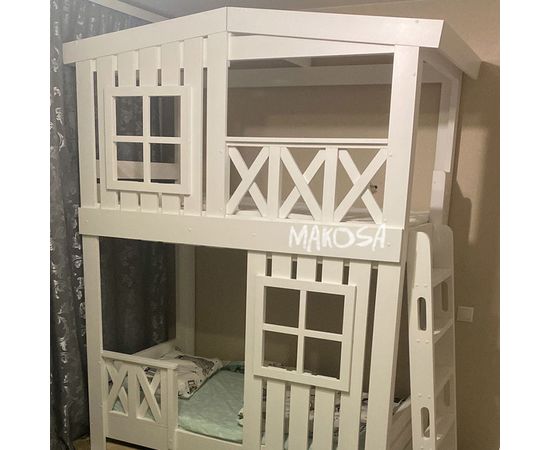 Двухъярусная кровать-домик из массива сосны Эклипс, КОД:MS0989, images №3, magsale.ru