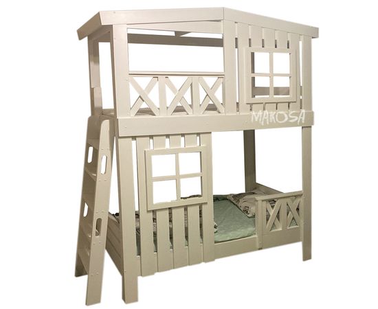 Двухъярусная кровать-домик из массива сосны Эклипс, КОД:MS0989, images №1, magsale.ru