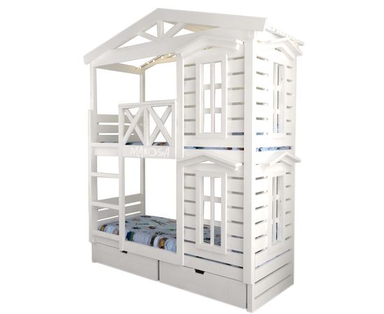 Двухъярусная кровать-домик из дерева №86 Ассоль, КОД:FMS1044, images №3, magsale.ru