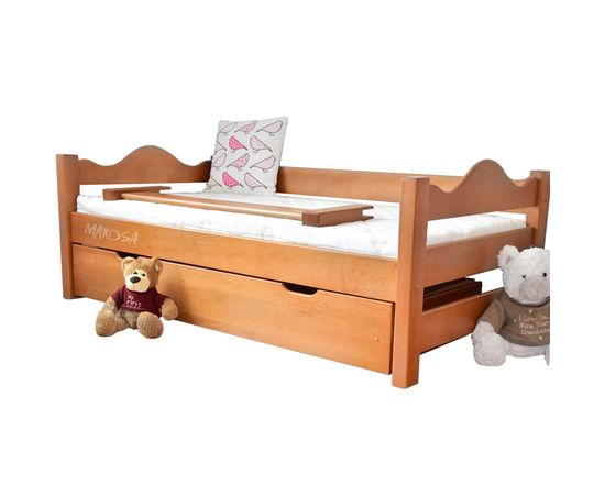 Детская раздвижная кровать из массива с бортиком Сильфида-2, КОД:MS1025, images №1, magsale.ru