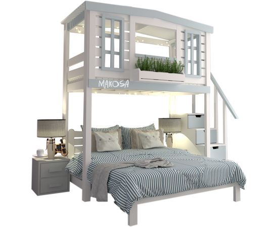 Двухъярусная двуспальная кровать из массива Берта, КОД:MS8901, images №2, magsale.ru