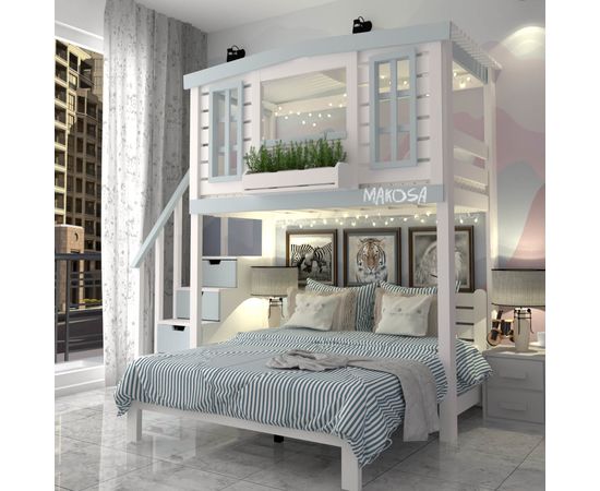 Двухъярусная двуспальная кровать из массива Берта, КОД:MS8901, images №5, magsale.ru