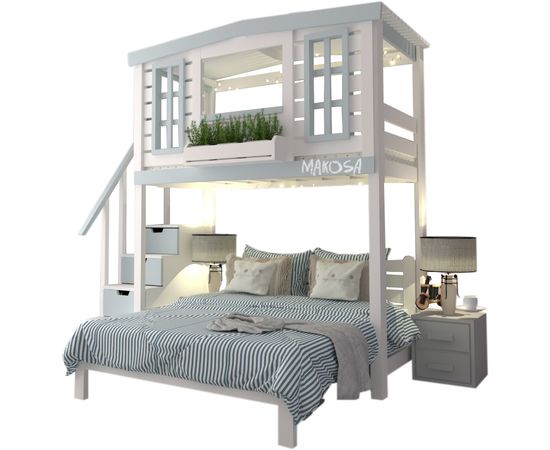 Двухъярусная двуспальная кровать из массива Берта, КОД:MS8901, images №1, magsale.ru