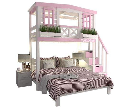 Двухъярусная двуспальная кровать из массива Берта, КОД:MS8901, images №4, magsale.ru