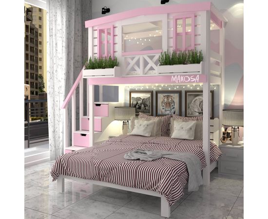 Двухъярусная двуспальная кровать из массива Берта, КОД:MS8901, images №3, magsale.ru