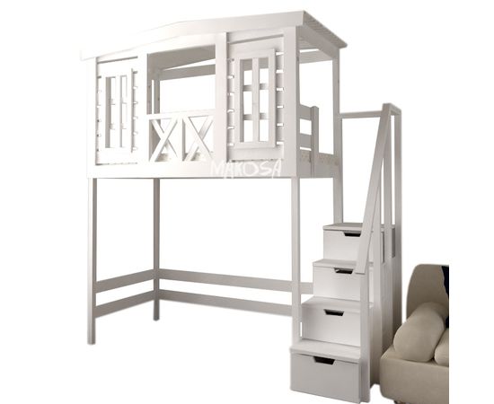 Кровать-чердак из массива сосны Гэлакси, КОД:MS8891, images №1, magsale.ru