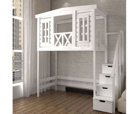 Кровать-чердак из массива сосны Гэлакси, КОД:MS8891, images №3, magsale.ru