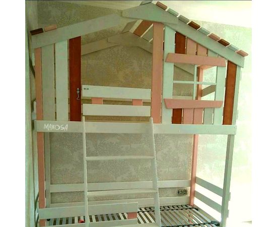 Двухъярусная кровать-домик из массива Куба, КОД:MS8896, images №4, magsale.ru