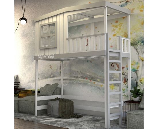 Кровать-чердак из массива сосны Магнолия, КОД:MS8889, images №2, magsale.ru