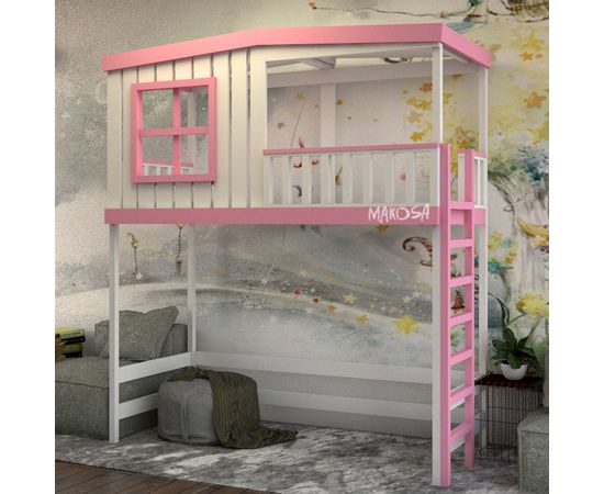 Кровать-чердак из массива сосны Магнолия, КОД:MS8889, images №3, magsale.ru