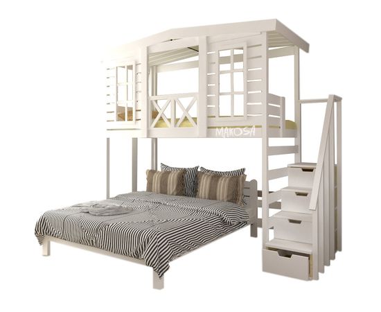 Двухъярусная двуспальная кровать из массива Берта, КОД:MS8901, images №9, magsale.ru