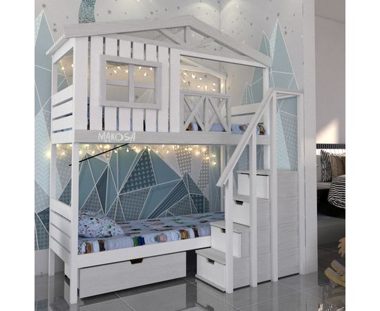Двухъярусная кровать-домик из массива Пеликан, КОД:MS8908, images №5, magsale.ru