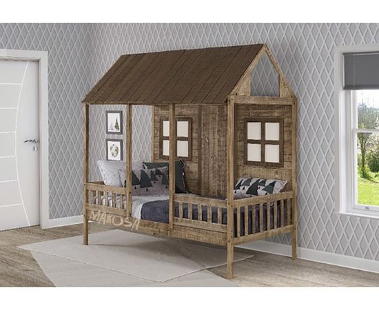 Детская раздвижная кровать-домик из массива Ранчо-3, КОД:MS8911, images №12, magsale.ru